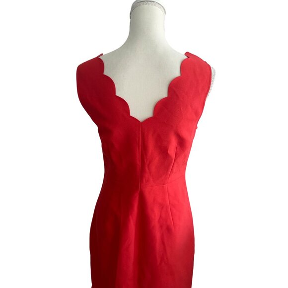 J CREW Red Scalloped Cocktail Dress Size US 6 - Picture 2 of 9